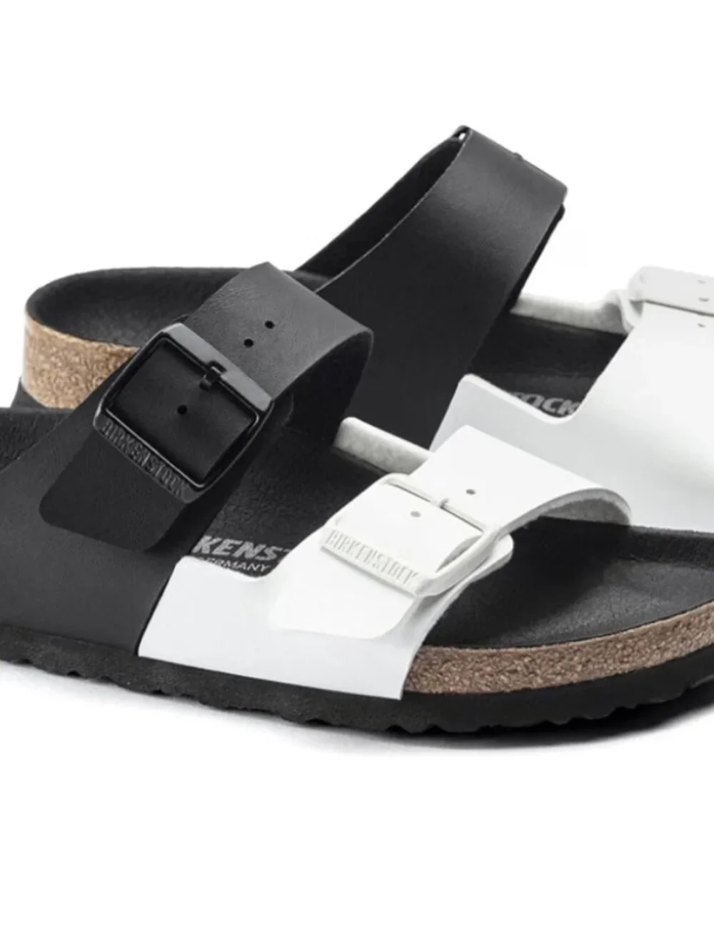 Authentic Birkenstock Arizona Split Colorblock Black/White Womens Sandals - NWOT